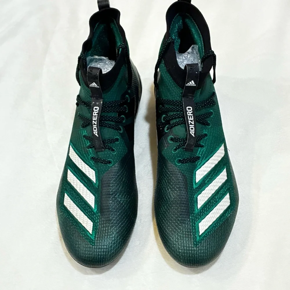 Adidas Adizero 8.0 Mid Football Cleats Dark Green White F35195 Men’s Size 12.5